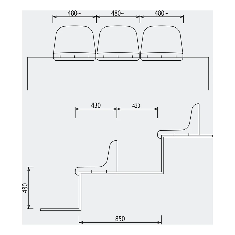 PSB-PB-E6 (Bleacher) technical drawing